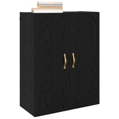Zwarte Wandkast – Wandmeubel – Opbergkast – Hangkast – Muurbekleding – Modern Design – Duurzame MDF Eikenlook – Ruimtebesparend Verticaal 69 cm