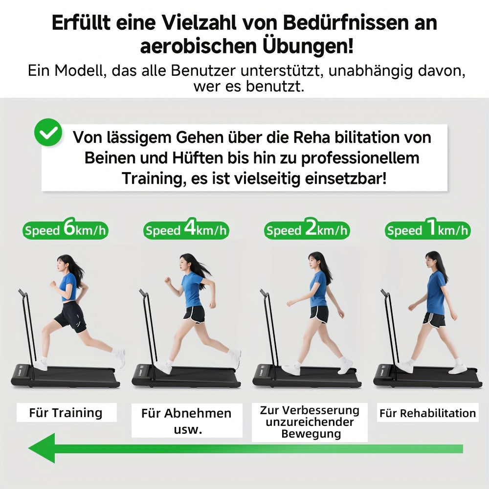 3-in-1 Under Desk Treadmill with 15% Incline, Folding Treadmill for Home, Walking Pad Treadmill, 0.6HP (2-8KM/H), 100kg Capacity, Without Battery,  Walking Exercise, Sleek Fitness Equipment, Spacesaving Design, Low Incline Tr