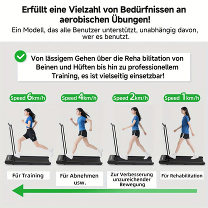 3-in-1 Under Desk Treadmill with 15% Incline, Folding Treadmill for Home, Walking Pad Treadmill, 0.6HP (2-8KM/H), 100kg Capacity, Without Battery,  Walking Exercise, Sleek Fitness Equipment, Spacesaving Design, Low Incline Tr