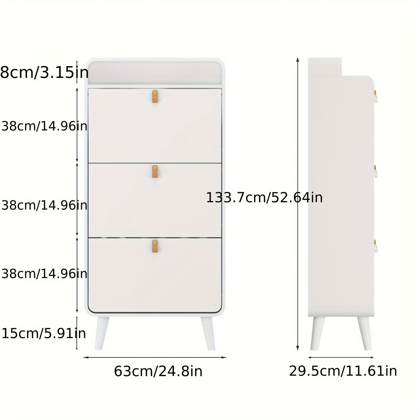 Schoenenkast – Schoenenrek – Schoenopberger – Schoenenkast – Schoenendisplay – Wit Metaal – 3 Inklapbare Lades – Ruimtebesparend Smal Design