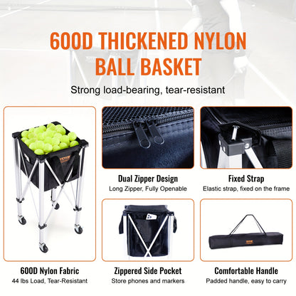 Tennisballenbak – Tennisballenmand – Ballenkar – Ballenwagen – Ballentrolley – Inklapbaar – Lichtgewicht Aluminium