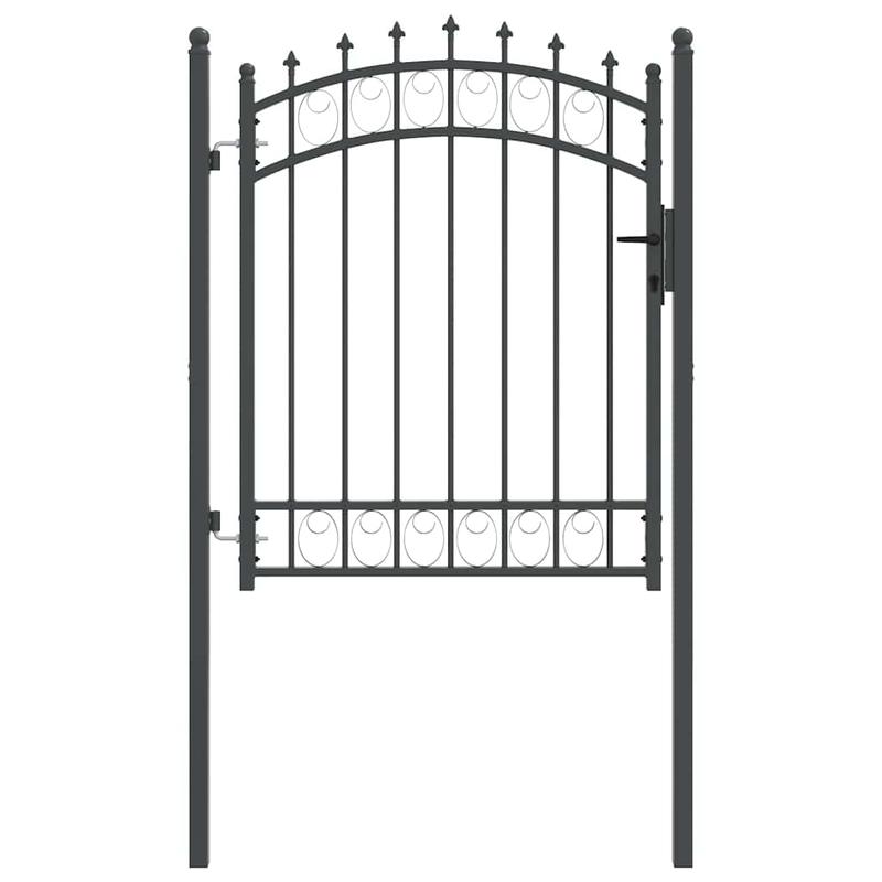 Hekpoort met spijkers Grijs 150 x 100cm Poedercoated staal Safe and strong, easy to install, Outdoor Fencing, Sturdy Barrier, Strong Metal, Outdoor Enthusiasts