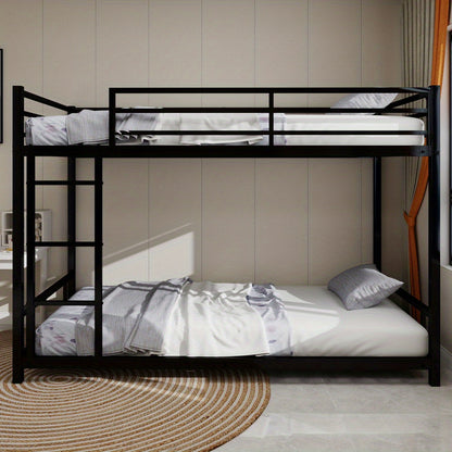 Metalen Stapelbed – Stapelbed – Tienerbed – Bedbank – Slaapbank – Zwart – Robuust En Duurzaam Metaal – Veiligheidsrails Bovenbed