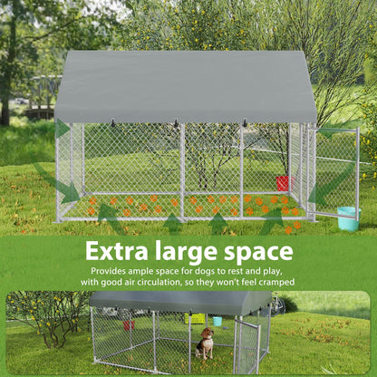 Hondenhok – Hondenren – Hondenkooi – Dierverblijf – Hondenhek – Gegalvaniseerd Staal – 200x150x150 cm – Veilig Met Slot