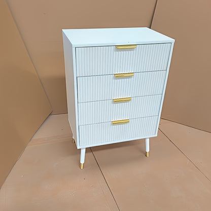Sideboard – Dressoir – Ladekast – Opbergkast – Kast – Wit – Gouden Metalen Poten – 4 Ruime Lades – Compact & Duurzaam