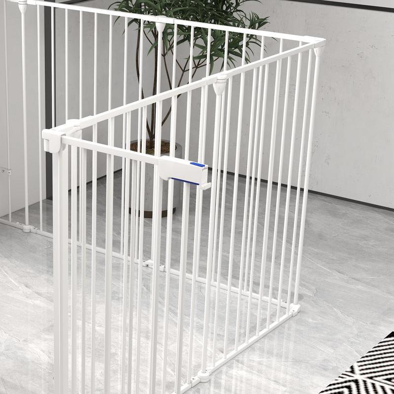 Puppy Playpen, Foldable Portable Dog Playpen, Steel Puppy Playpen, Lockable Door, Weather , Black