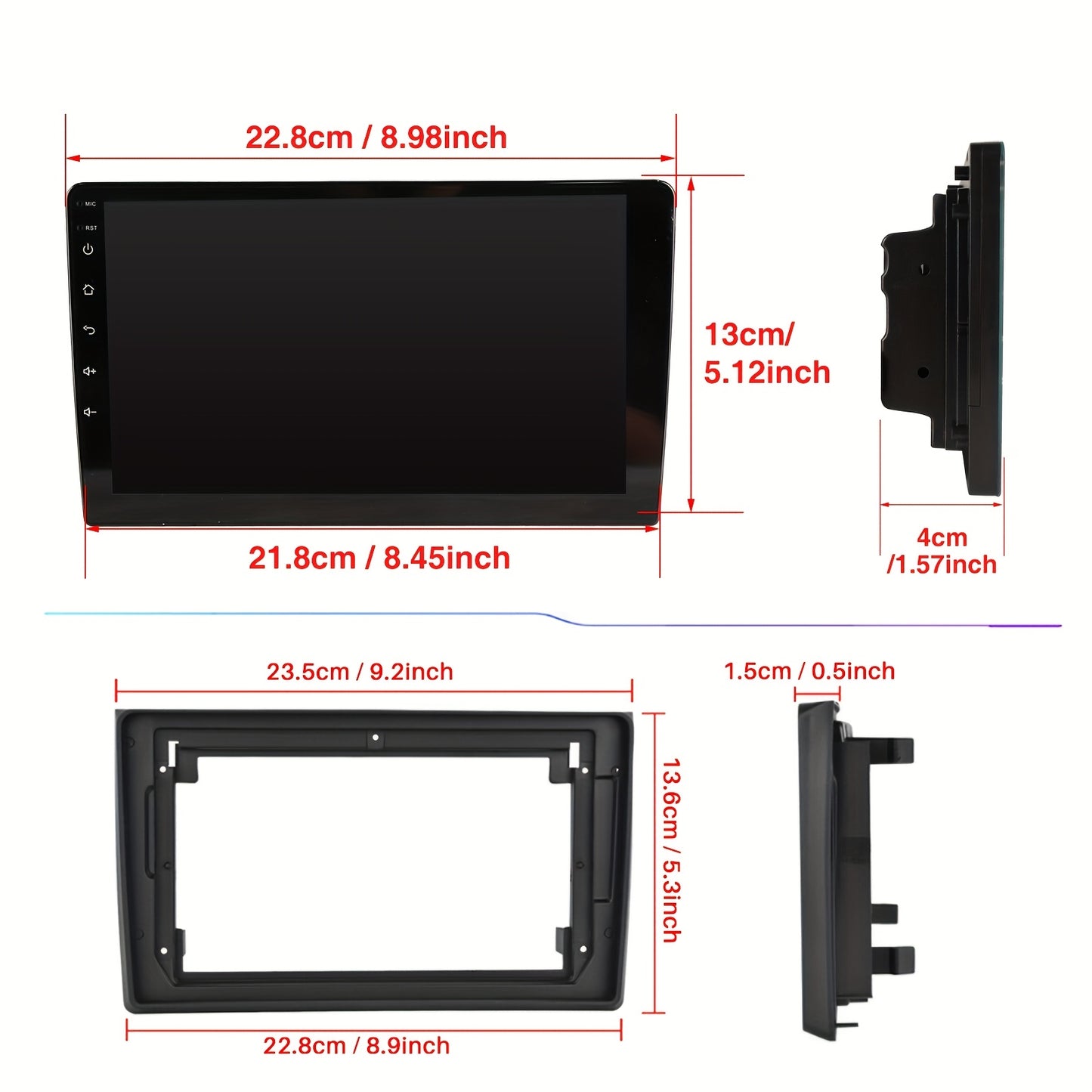 9 inch Multimedia Systeem – Android Navigatie Radio – Touchscreen Autoradio – Carplay Multimedia – 2 DIN Head Unit – 4GB RAM 64GB Opslag – Split Screen Functie – Steering Wheel Control Support