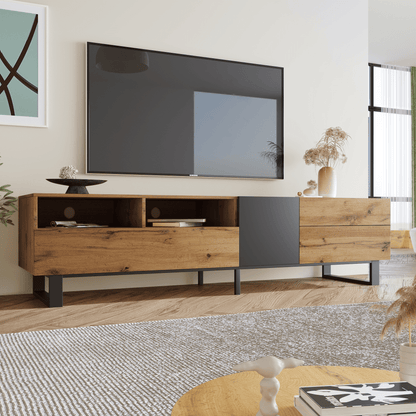TV-meubel – Tv-kast – Mediameubel – Entertainmentmeubel – Opbergmeubel – Natuurlijk Kleur – Extra Breed 180 cm – Stevige Duurzame Constructie