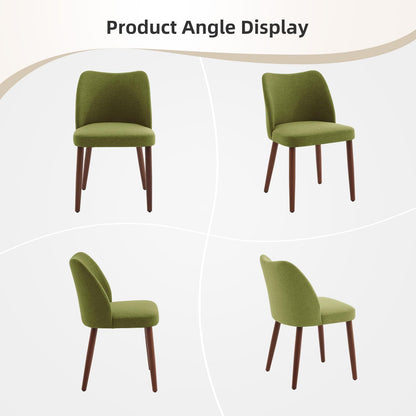 Eetkamerstoelen – Stoelen – Zithoeken – Dining Chairs – Armstoelen – Linnen Bekleding – Dikke Kussens – Houten Poten Met Verstelbare Voeten – Set Van 2 Groen