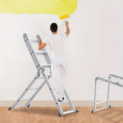 Opvouwbare Ladder – Huishoudladder – Multitrap – Werkplatform – Combinatieladder – Aluminium Legering – Draagvermogen 150 kg – 4x4 Treden