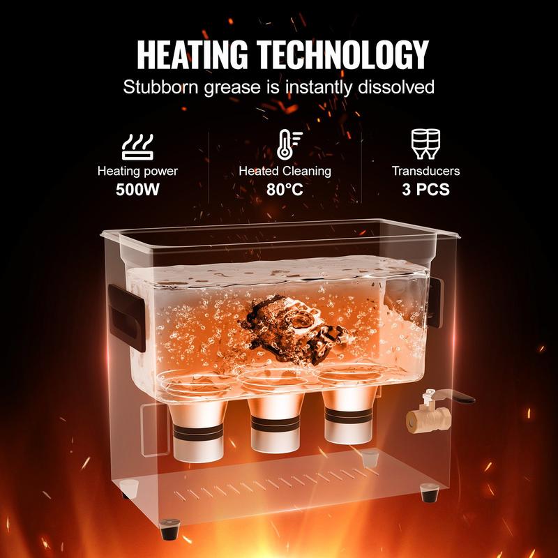 6L Ultrasonic Cleaner 180W Digital Ultrasonic Cleaner with Gentle Mode And Improved Degassing, 40Khz Industrial Jewelry Cleaner with Heating And Timer, for Glasses And Watches