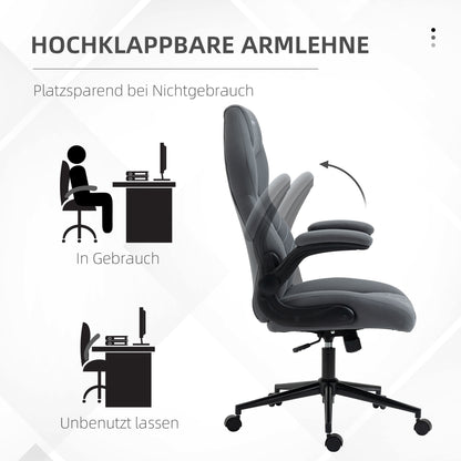 Bureaustoel – Ergonomische Stoel – Kantoorstoel – Draaistoel – Computerstoel – Verstelbare Zithoogte – Kantelfunctie – Microfiber Bekleding – Donkergrijs