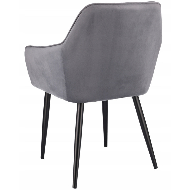 Stoel – Eetkamerstoel – Fauteuil – Kuipstoel – Zithoekstoel – Fluwelen Bekleding – Zwarte Metalen Poten – Hoogte 82 cm – Max. 120 kg