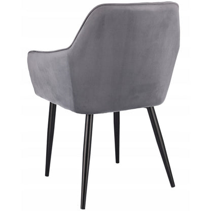 Stoel – Eetkamerstoel – Fauteuil – Kuipstoel – Zithoekstoel – Fluwelen Bekleding – Zwarte Metalen Poten – Hoogte 82 cm – Max. 120 kg