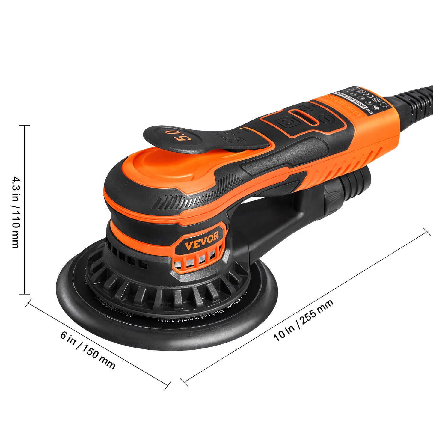 Schuurmachine – Multischuurmachine – Handpalmschuurmachine – Vlakschuurmachine – Excentrische Schuurmachine – 6 Inch – 350W Borstelloze Motor – 6 Snelheden Instelbaar