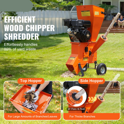 Houtversnipperaar – Tuinafvalversnipperaar – Takkenversnipperaar – Houtsnipperaar – Mulchversnipperaar – Benzine 420cc Motor – Groot Invoerkanaal 17 cm