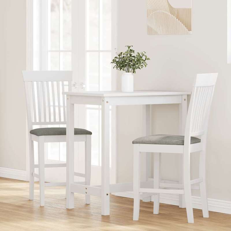 Bar Stools with Cushions 2pcs Solid Wood Rubber