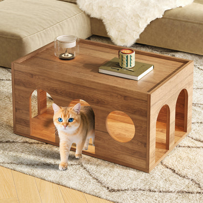 Krabpaal – Kattenkrabpaal – Kattenmeubel – Kattenhuis – Kattenboom – Notenhouten Salontafel – Katvriendelijk Ontwerp – 80x50x40 cm