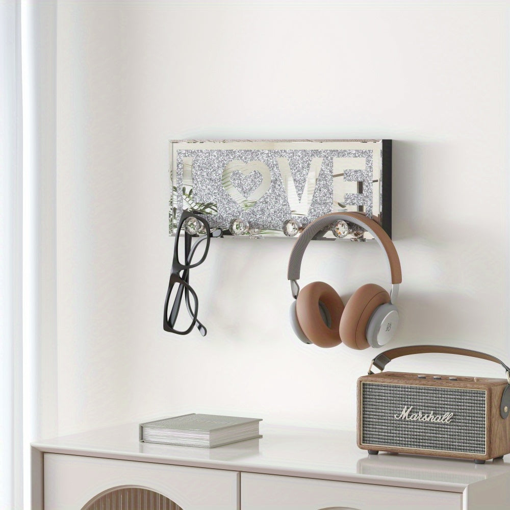 Kapstok – Wandkapstok – Wandhouder – Organizer – Ophangrek – Handgemaakt – 4 Stevige Haken – Spiegelafwerking met Glitteraccent