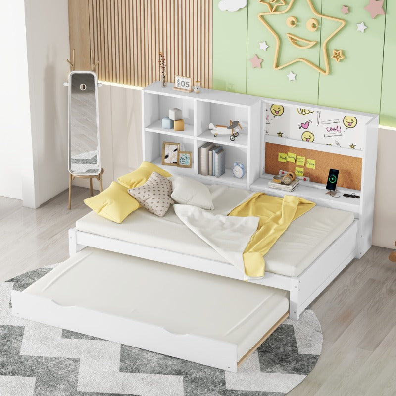 Slaapbank – Bedbank – Logeerbed – Sofa Bed – Bedbank Met Opbergruimte – Wit – Uitklapbaar – Met Duurzaam Metalen Frame – Geen Montage Nodig