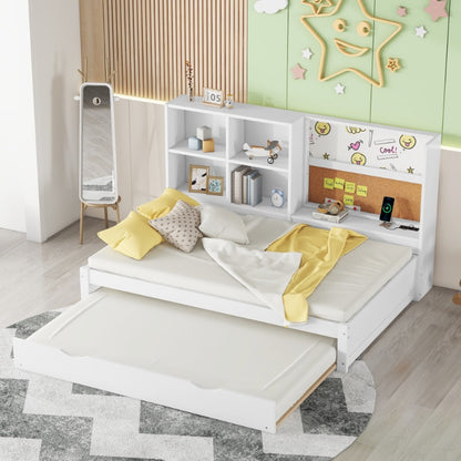 Slaapbank – Bedbank – Logeerbed – Sofa Bed – Bedbank Met Opbergruimte – Wit – Uitklapbaar – Met Duurzaam Metalen Frame – Geen Montage Nodig