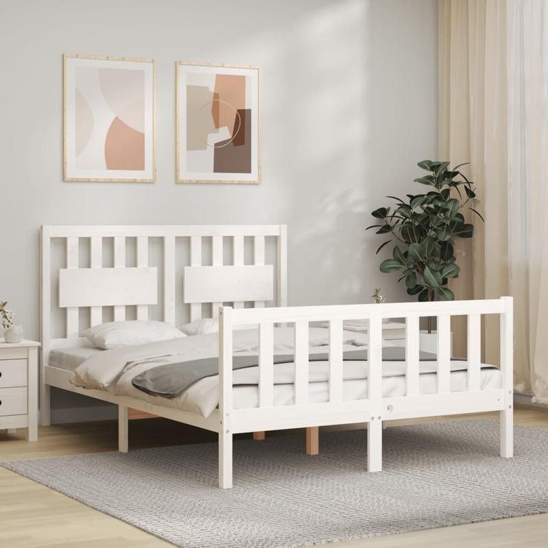 Bed Frame Without Mattress White 120x200cm Wood Solid pine Removable and durable