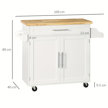 Keukenkast – Dressoir – Buffetkast – Opbergkast – Sideboard – Wit – Met Werkblad – Specerijenrek – Handdoekhouder – 109x40x89 cm – Vloermontage