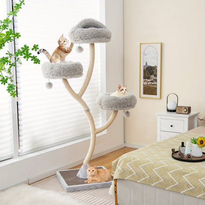 Kattenboom – Kattenmeubel – Kattenkrabpaal – Kattenhuis – Krabmeubel – Hoogwaardige Metalen Constructie – Wasbare Pluche Kussens – Extra Hoog Design – Speel- en Klimparadijs Voor Kittens en Volwassen Katten