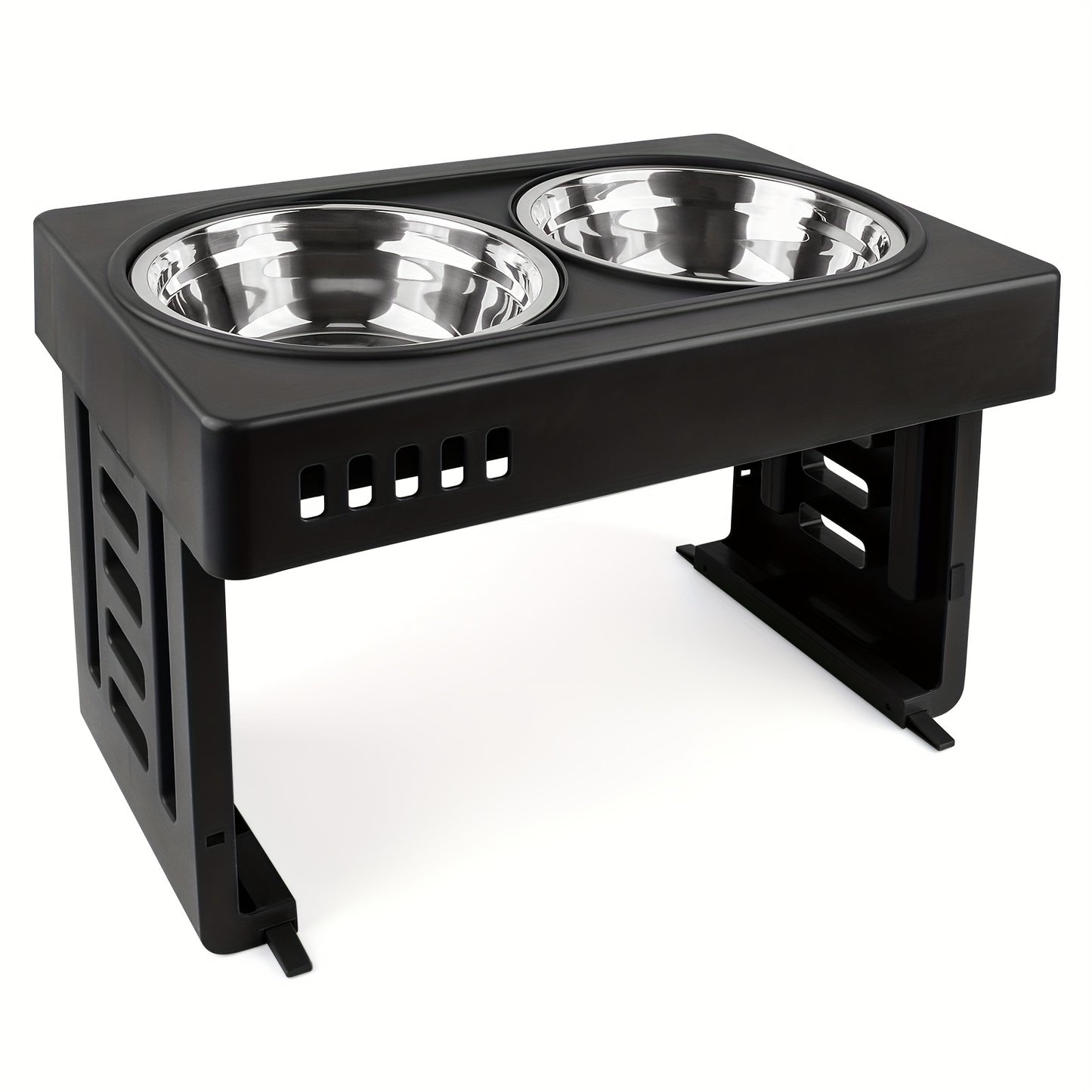 Adjustable Elevated Dog Bowls Stand with 2 Stainless Steel Bowls (73-278mm Height) - Ergonomic Feeder for Large/Medium Dogs, Durable & Easy-Clean Pet Feeding Station for Outdoor, Indoor Use, Dog Feeder, Modern Pet Accessory,