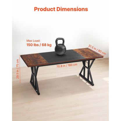 Grote Computerbureau – Bureautafel – Werkplek – Schrijftafel – Laptoptafel – Rustiek Bruin & Zwart – Stevig Carbonstaal Frame – 180x80 cm Groot Werkblad