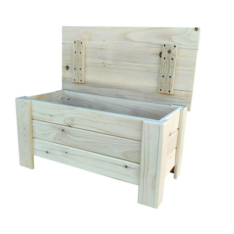 Houten Tuinbank – Tuinmeubel – Opbergbank – Tuinbox – Zitbank Met Opbergruimte – 100 Liter Inhoud – Onbehandeld Dennenhout 62x40x40 cm