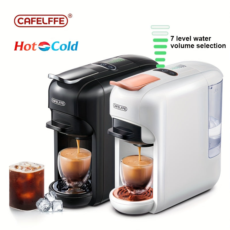 1pc CAFELFFE 5-in-1 Multifunctional Capsule Coffee Machine | Hot/Cold | Compatible with NES, DG, K Capsules, ESE, and Ground Coffee | 1450W Automatic Coffee Maker for Home & Office | Ideal Gift for Family, Father, Mother, Hus