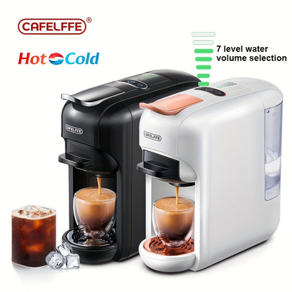 1pc CAFELFFE 5-in-1 Multifunctional Capsule Coffee Machine | Hot/Cold | Compatible with NES, DG, K Capsules, ESE, and Ground Coffee | 1450W Automatic Coffee Maker for Home & Office | Ideal Gift for Family, Father, Mother, Hus
