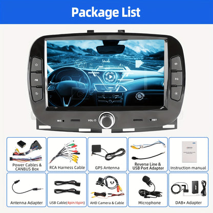 Multimedia Autoradio – 2 DIN Radio – Touchscreen Autoradio – Auto Stereo – Fiat 500 2016-2019 – 7 Inch HD Scherm – Android 14 Systeem