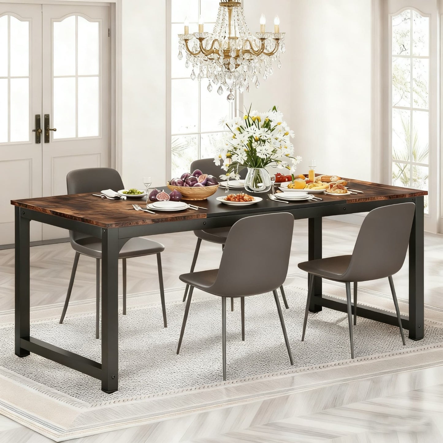Eettafel – Tafel – Keukentafel – Eetkamertafel – Meubel – Industrieel Design – 160x80 cm – Robuust Metalen Onderstel