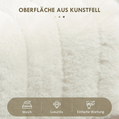 Poef – Zitzak – Voetenbankje – Kruk – Opbergpoef – Crème Wit – Gestoffeerde Buitenbank – Zachte Pluche Bekleding – Stevige Metalen Poten – Compact 81x30x47 cm