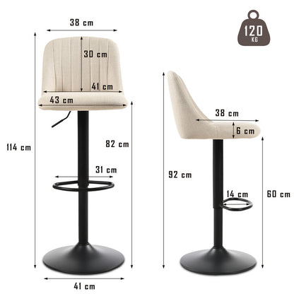 Goeurvant Modern 360° Swivel Bar Stool with Adjustable Height and Metal Base, Linen or Velvet Upholstery, Dining Counter Seat, Home Bar Furniture, Upholstered Swivel Stool, Modern Bar Chair, Minimalist Aesthetic, Rustic Styl