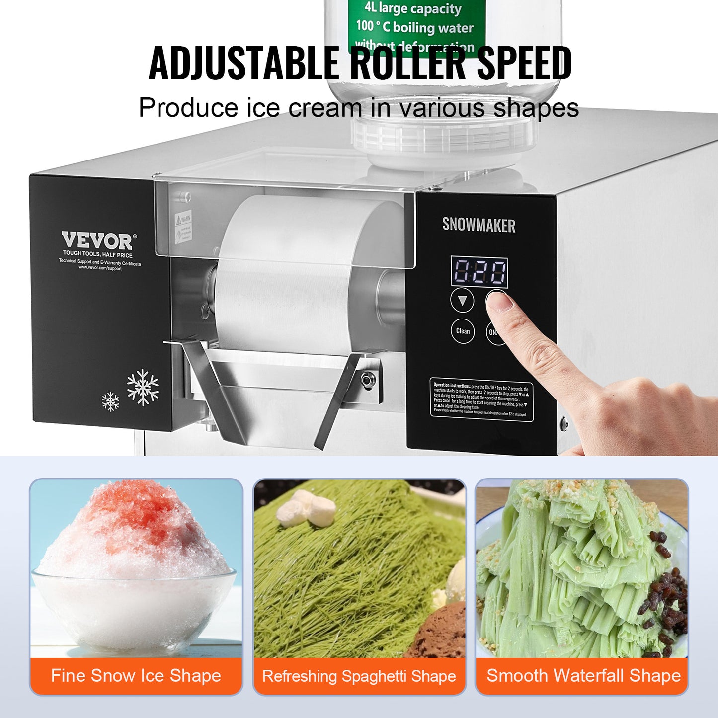 IJsmachine – IJsmaker – Snowflake IJs Machine – Softijsmachine – RVS – Hoge Capaciteit 180 kg/24u – Touchscreen Bedieningspaneel
