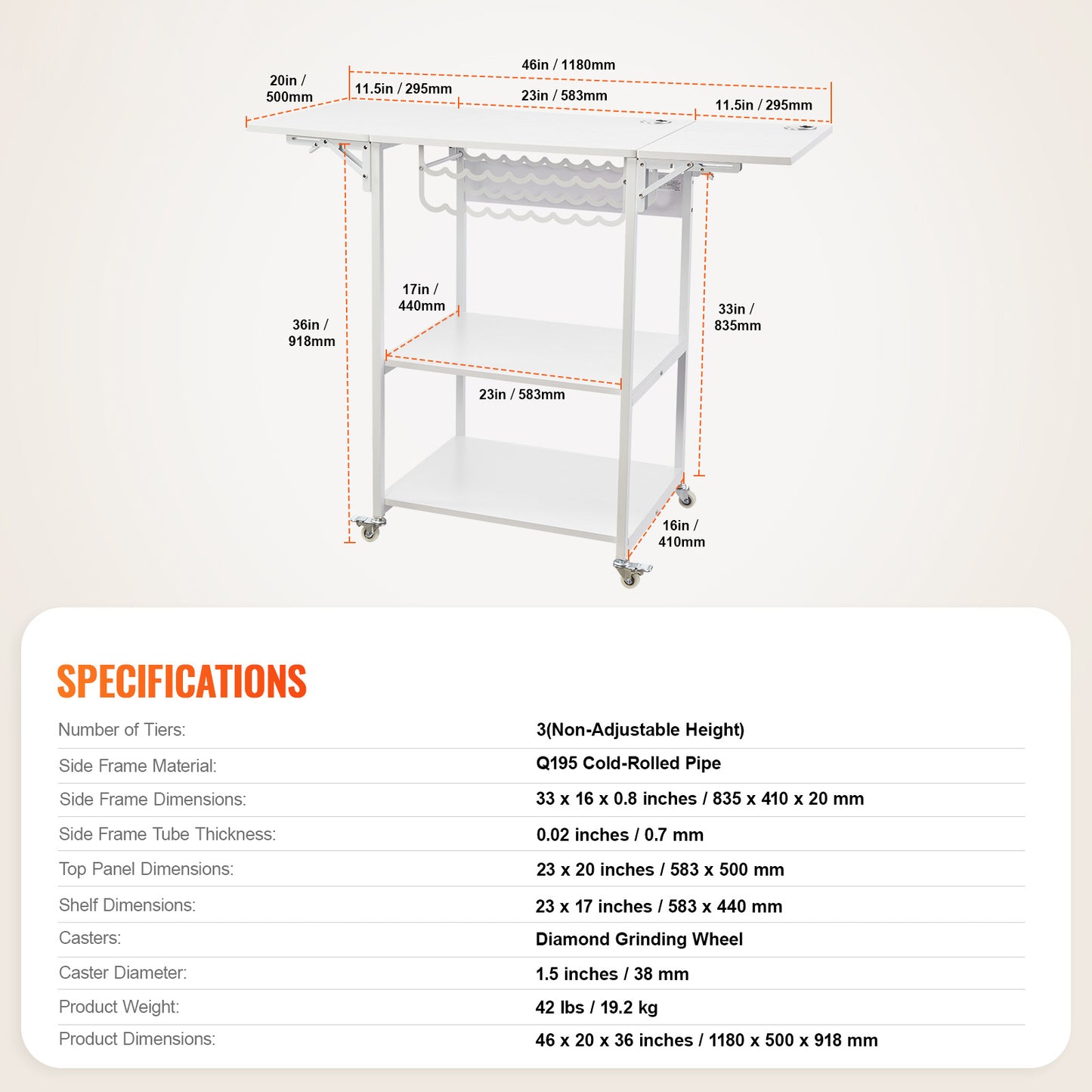 Heat Press Werktafel – Workbench – Werkbank – Tafel – Werkplek – Inklapbare Zijkanten – Mobiel Met Wielen – Stevig Metaalframe – Ruime Opbergruimte – Wit