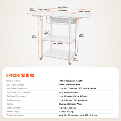Heat Press Werktafel – Workbench – Werkbank – Tafel – Werkplek – Inklapbare Zijkanten – Mobiel Met Wielen – Stevig Metaalframe – Ruime Opbergruimte – Wit