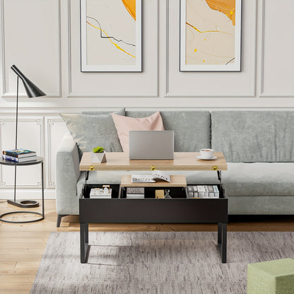 Salontafel – Koffietafel – Bijzettafel – Woonkamertafel – Eettafel – Verstelbaar Lift-Top – Ruime Opbergruimte – Compact 100x50/100x100 cm – MDF Houtbruin