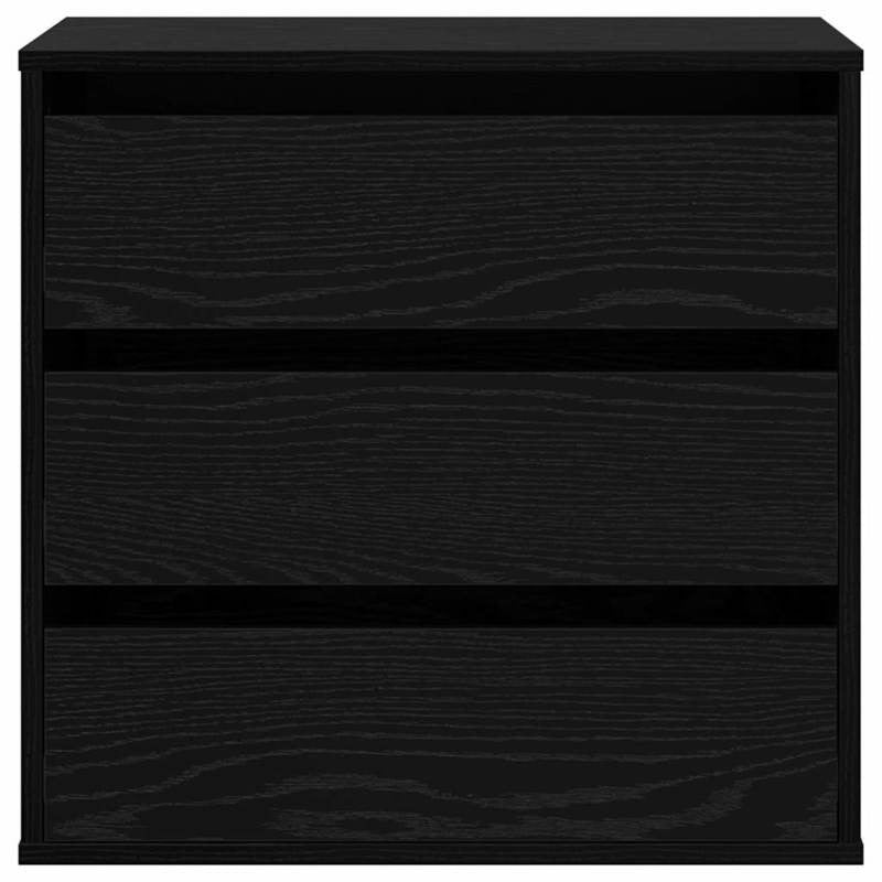 Modern Black Oak Chest of Drawers - 60x41x58cm 3-Drawer Heavy-Duty Wood Storage Cabinet with Lockable Shelves/Lockable Cabinet (Assembly Required), Minimalist Dresser for Bedroom, Living Room, Office Organizer, Black & Oak, S