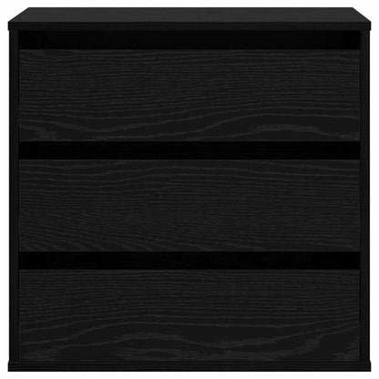 Modern Black Oak Chest of Drawers - 60x41x58cm 3-Drawer Heavy-Duty Wood Storage Cabinet with Lockable Shelves/Lockable Cabinet (Assembly Required), Minimalist Dresser for Bedroom, Living Room, Office Organizer, Black & Oak, S