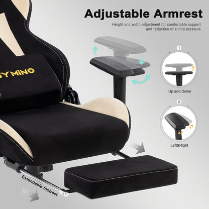 Gamingstoel – Gamestoel – Bureaustoel – Gaming Chair – Game Stoel – Verstelbare Rugleuning 90-167° – Ergonomische Lenden- en Hoofdsteun – Voetsteun – Metaal Frame – Geschikt Voor Harde Vloeren