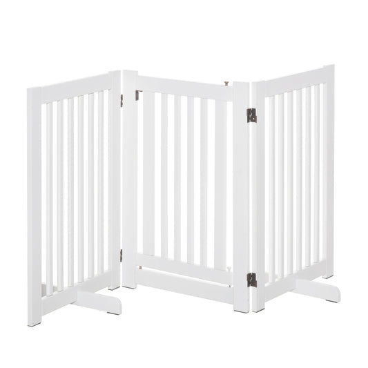 Speelhekje – Dierenbarrière – Babyhek – Veiligheidspaneel – Kinderafzetting – Inklapbaar – Verstelbaar tot 155 cm – MDF Wit