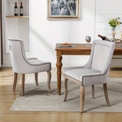 Eetkamerstoelen – Stoelen – Dining Stoelen – Velours Stoelen – Design Stoelen – Grijs – Fluwelen Bekleding – Houten Poten