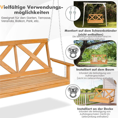 Schommelbank – Tuinschommel – Hangbank – Buitenbank – Verandaschommel – Houten 2-zits – Weerbestendig Dennenhout – Verstelbare Ophanghoogte