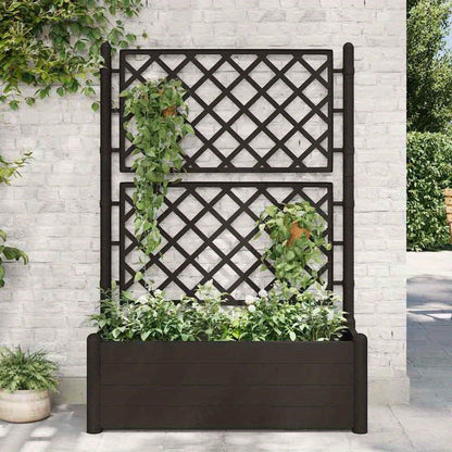 Plantenrek – Plantenstandaard – Bloemenrek – Plantentafel – Plantentrap – Kunststof – Weerbestendig – 100x43x142 cm – Antraciet