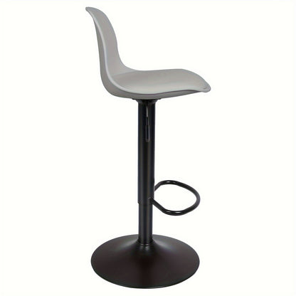 Two-Piece Set of Bar Stools with PUPU PU Soft Cushioned Seats, Adjustable Height (55-75Cm) - Suitable for Modern Swivel Bar Stools in Kitchen Islands, Cafes, And Dining Room Tables, Heavy-Duty Metal Frame with Footstool (Gray