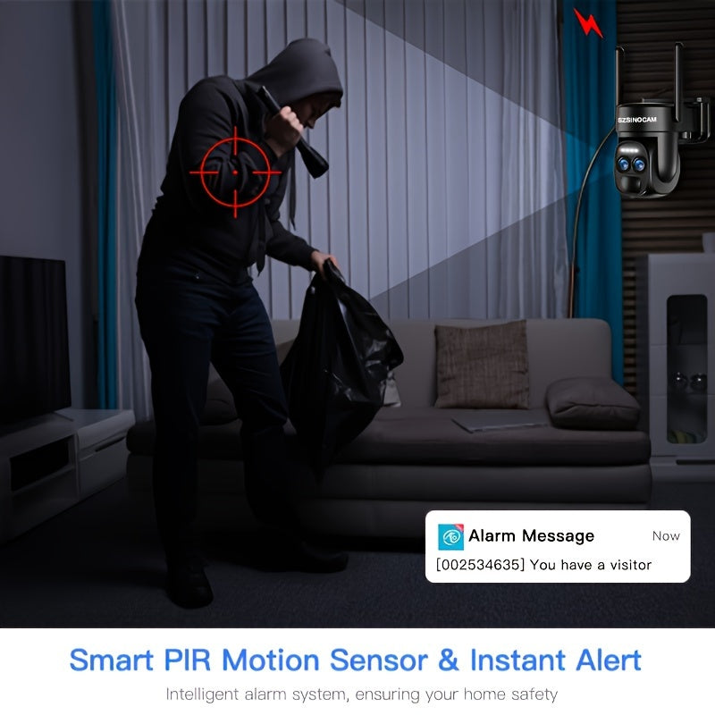 Beveiligingscamera – Bewakingscamera – Camerabewaking – Buitencamera – 4x 3MP PTZ 2K Resolutie – Solar Paneel & Kleurennachtzicht